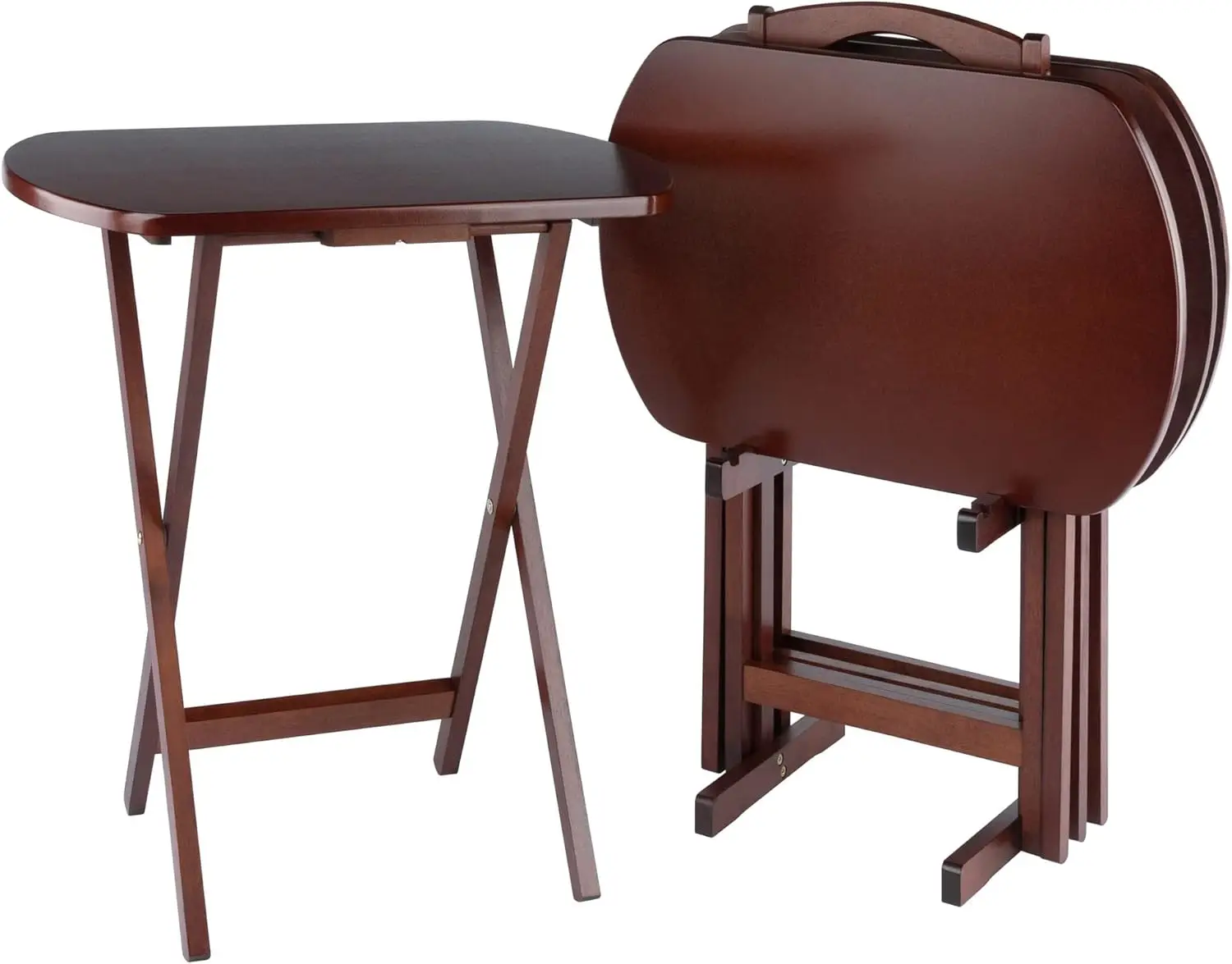 Folding TV Tray Table Set with Storage Stand, Antique Walnut, 4-Pack
Folding TV Tray Table Set with Storage Stand, Antique Walnut, 4-Pack