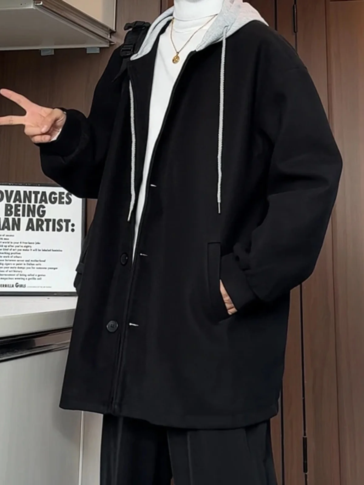 Italian Sle Thiened Woolen Men's Spring Autumn Briti Sle Hooded Jaet Mid-Length lectual Windbreaker Coat
Italian Sle Thiened Woolen Men's Spring Autumn Briti Sle Hooded Jaet Mid-Length lectual Windbreaker Coat