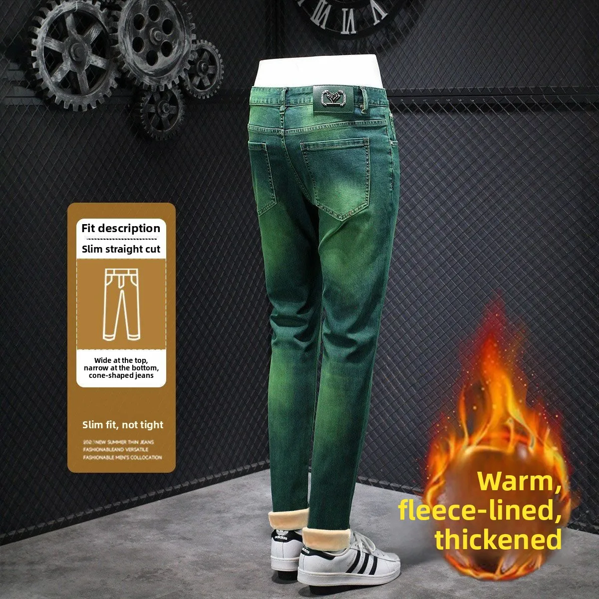 Мужские джинсы из денима с начесом, повседневные, осенне-зимние, приталенные, теплые, длинные брюки, модный бренд из Гонконга
Мужские джинсы из денима с начесом, повседневные, осенне-зимние, приталенные, теплые, длинные брюки, модный бренд из Гонконга