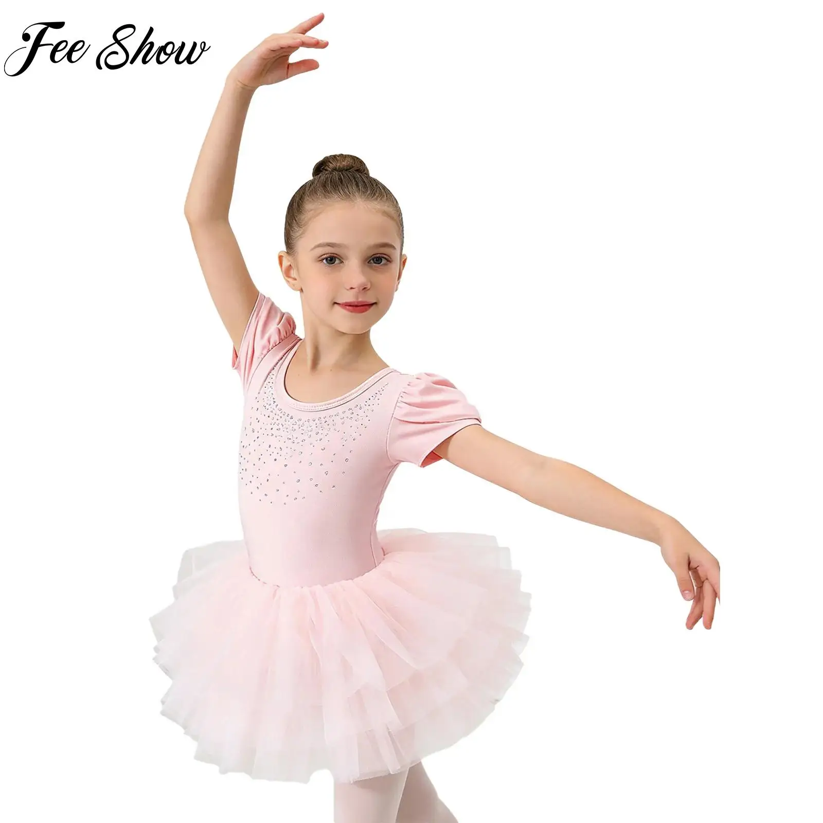 Kids Girls Ballet Performance Costume Glittery Rhinestones Cross Back Short Sleeve Layered Tulle Dress for Dance Stage Practice
Kids Girls Ballet Performance Costume Glittery Rhinestones Cross Back Short Sleeve Layered Tulle Dress for Dance Stage Practice