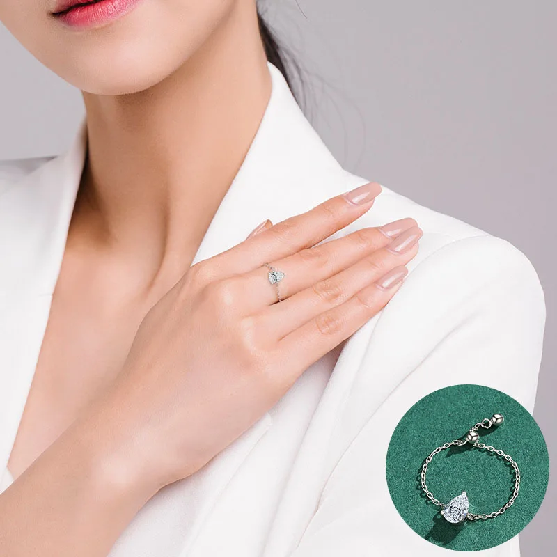 100% 925 Sterling Silver Water Drop Ring for Woman Girl Simple Geometric Adjustable Chain Design Jewelry Party Gift Dropshipping
100% 925 Sterling Silver Water Drop Ring for Woman Girl Simple Geometric Adjustable Chain Design Jewelry Party Gift Dropshipping