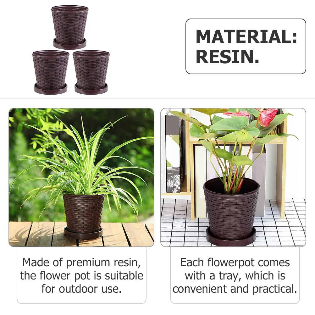 3 Sets Green Plant Culture Pot 17x12.5x16cm Brown Resin Flower Pot with Tray for Garden Use Suitable Gift New
3 Sets Green Plant Culture Pot 17x12.5x16cm Brown Resin Flower Pot with Tray for Garden Use Suitable Gift New