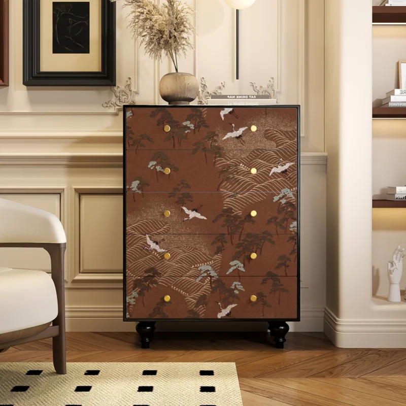 French Chinese style chest of drawers Bedroom storage locker Household solid wood living room cabinet Entrance aisle
French Chinese style chest of drawers Bedroom storage locker Household solid wood living room cabinet Entrance aisle