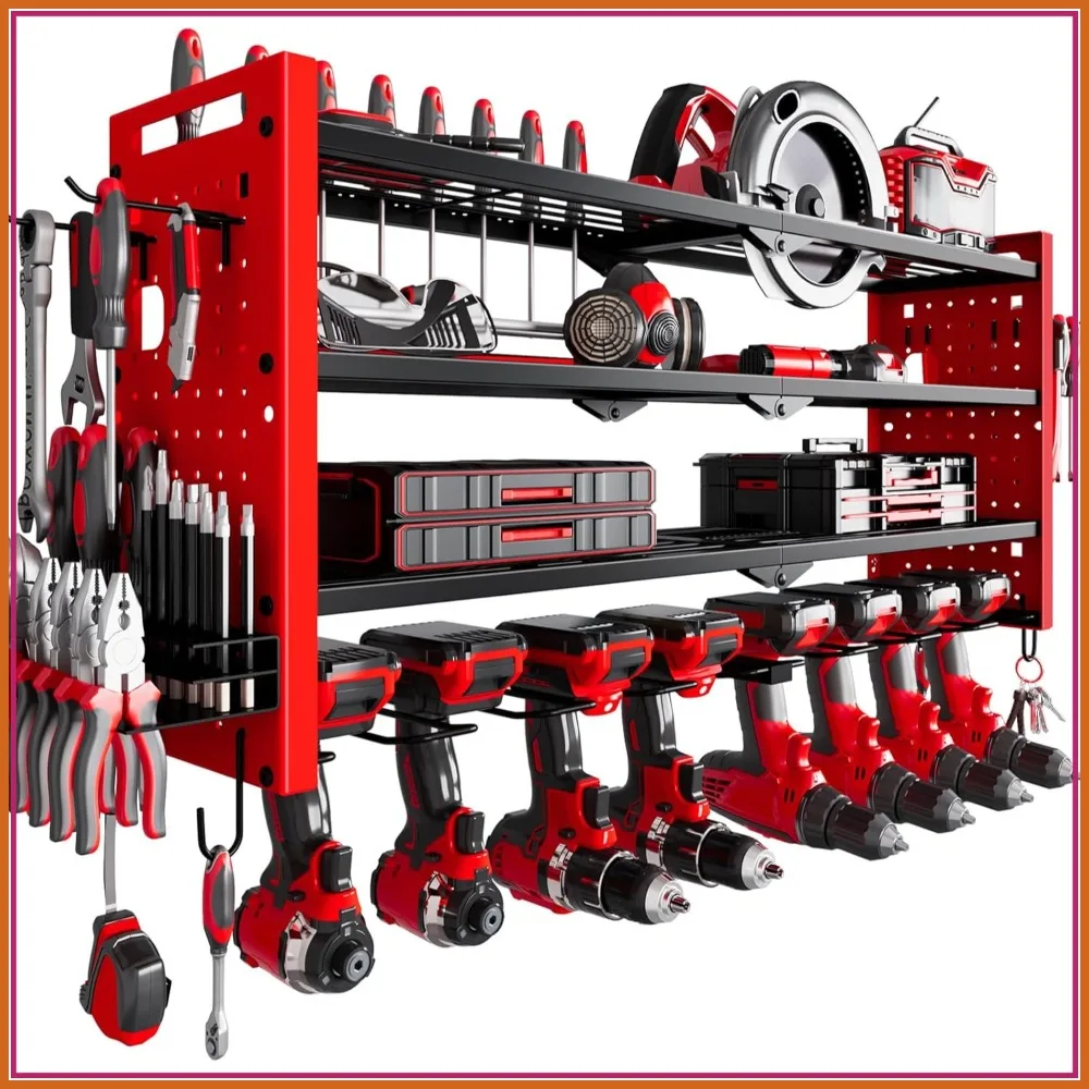 Wall Mount Tool Organizer, 4 Layers Large Capacity with 8 Drill Holders for Cordless Drills (Red)
Wall Mount Tool Organizer, 4 Layers Large Capacity with 8 Drill Holders for Cordless Drills (Red)