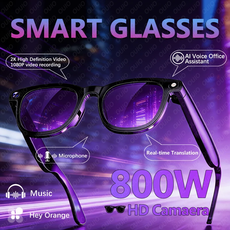 Умные очки с камерой 800 МП для фото и видео, с функцией AI-перевода, записи, для офисных встреч и прослушивания музыки
Умные очки с камерой 800 МП для фото и видео, с функцией AI-перевода, записи, для офисных встреч и прослушивания музыки