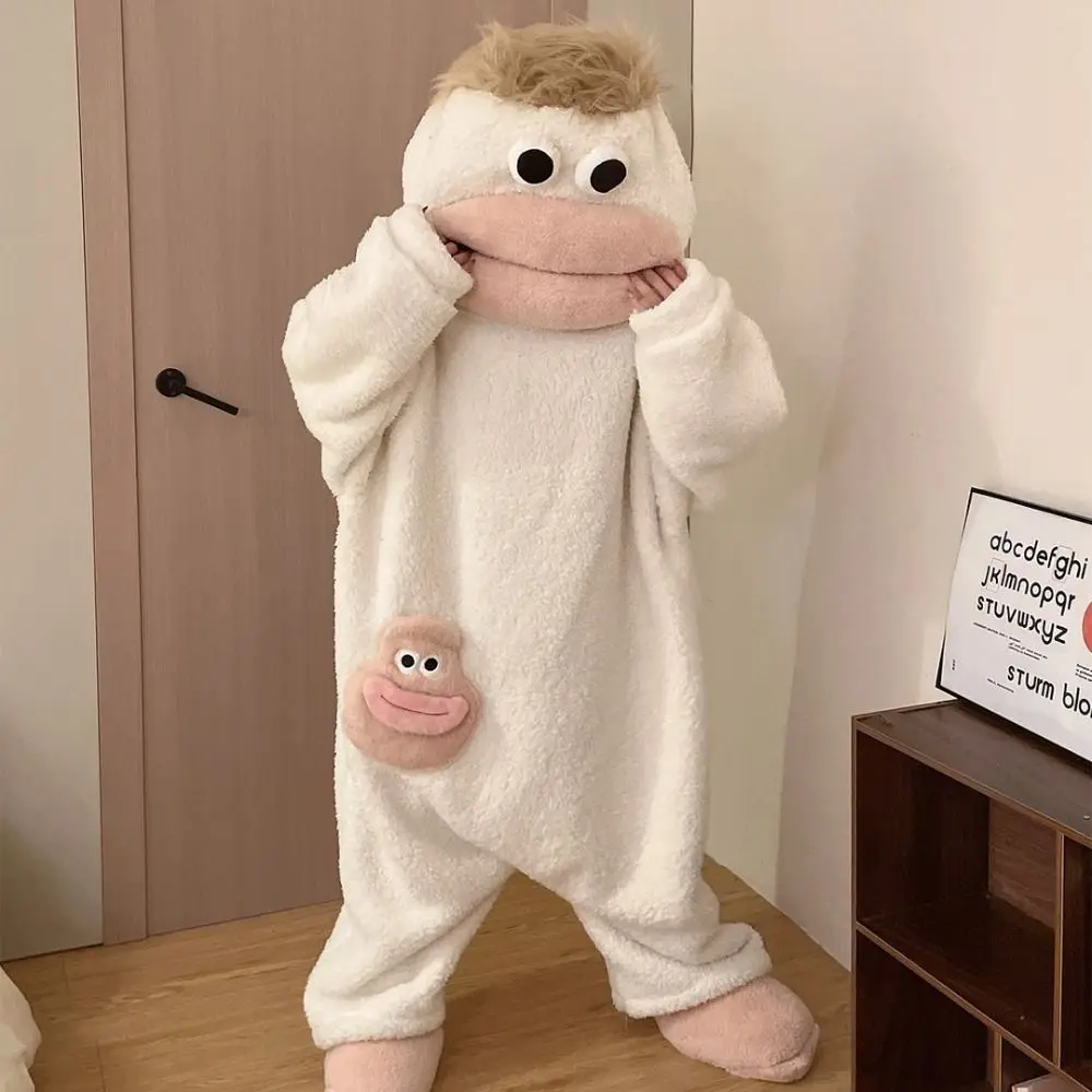Cartoon Soft Coral Fleece Big Mouth Onesie Pajamas Thicken Texture Hooded Pajamas Fleece Pajamas Loungewear
Cartoon Soft Coral Fleece Big Mouth Onesie Pajamas Thicken Texture Hooded Pajamas Fleece Pajamas Loungewear
