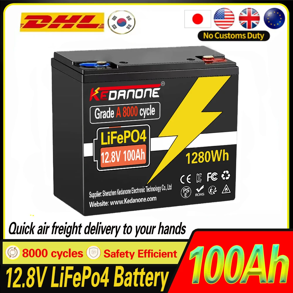 12V 100Ah LiFePO4 Lithium Battery, Built-in 100A BMS, Rechargeable Battery, for RV/Camper, Solar, Marine, Overland/Van, Off-Grid
12V 100Ah LiFePO4 Lithium Battery, Built-in 100A BMS, Rechargeable Battery, for RV/Camper, Solar, Marine, Overland/Van, Off-Grid
