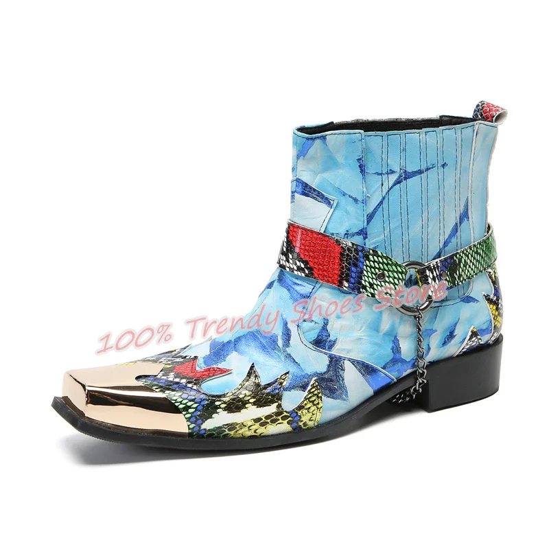 Fashion Genuine Leather Male High Top Chelsea Boots Metal Square Toe Chunky Heel Belt Buckle Boots Men's Business Dress Shoes
Fashion Genuine Leather Male High Top Chelsea Boots Metal Square Toe Chunky Heel Belt Buckle Boots Men's Business Dress Shoes