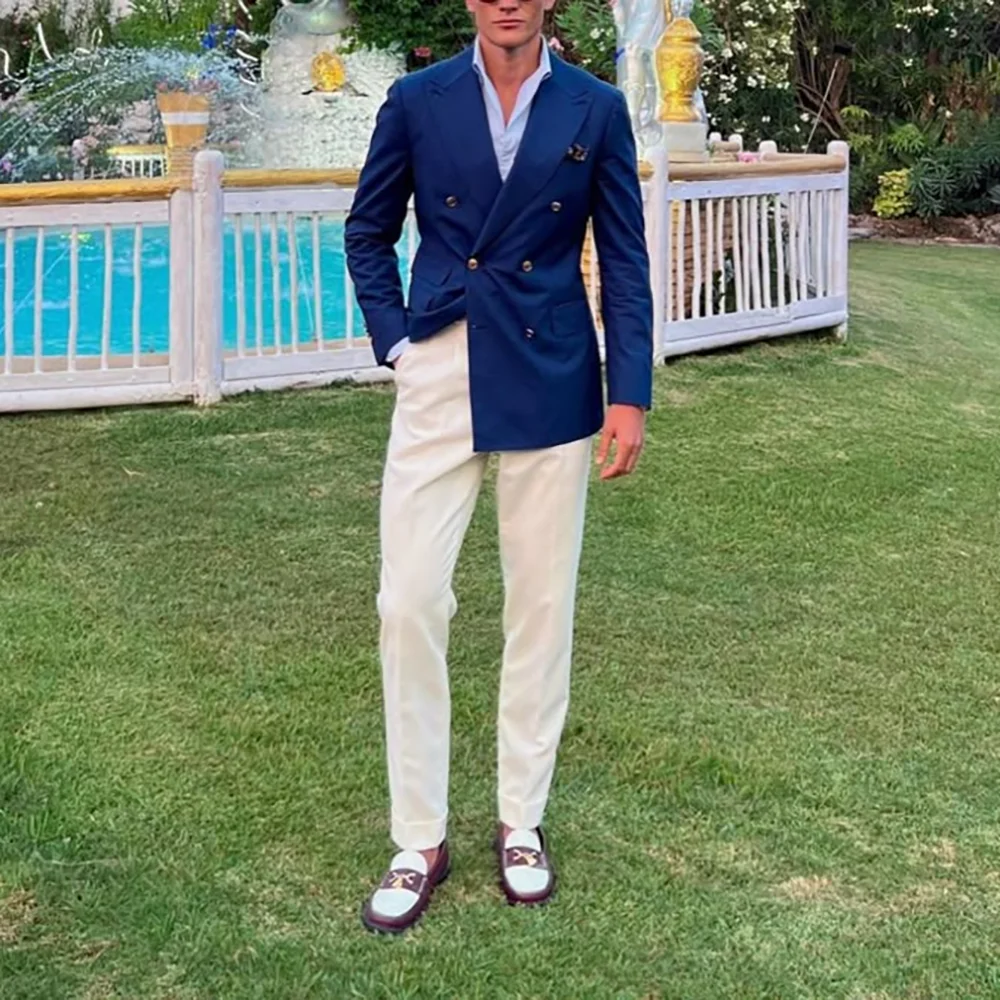 Темно-синие двубортные мужские костюмы с остроконечными лацканами, комплект из 2 предметов (пиджак + брюки), комплекты для свадебной вечеринки, костюмы для официальных мероприятий 
Темно-синие двубортные мужские костюмы с остроконечными лацканами, комплект из 2 предметов (пиджак + брюки), комплекты для свадебной вечеринки, костюмы для официальных мероприятий