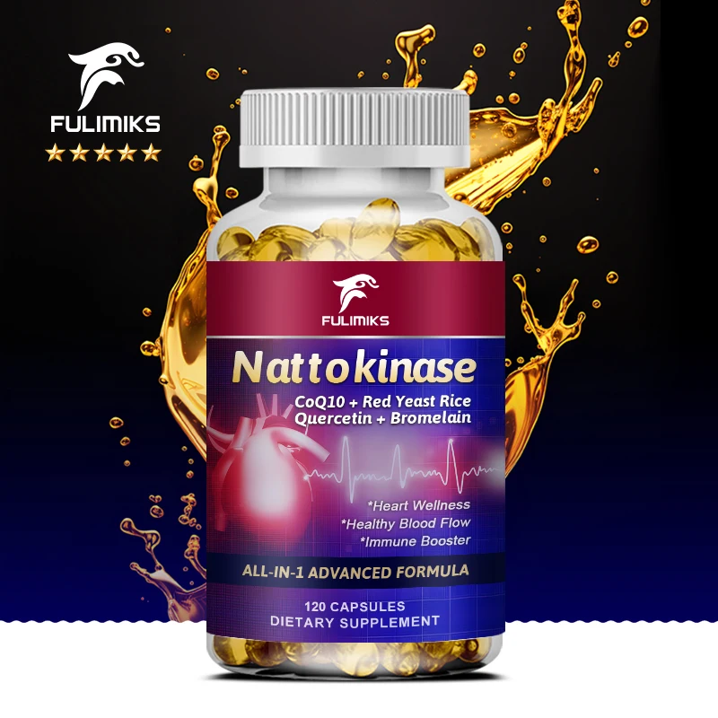Nattokinase Capsules 10,100MG with CoQ10 + Red Yeast Rice Quercetin + Bromelain - Immune Booster - Heart Health
Nattokinase Capsules 10,100MG with CoQ10 + Red Yeast Rice Quercetin + Bromelain - Immune Booster - Heart Health