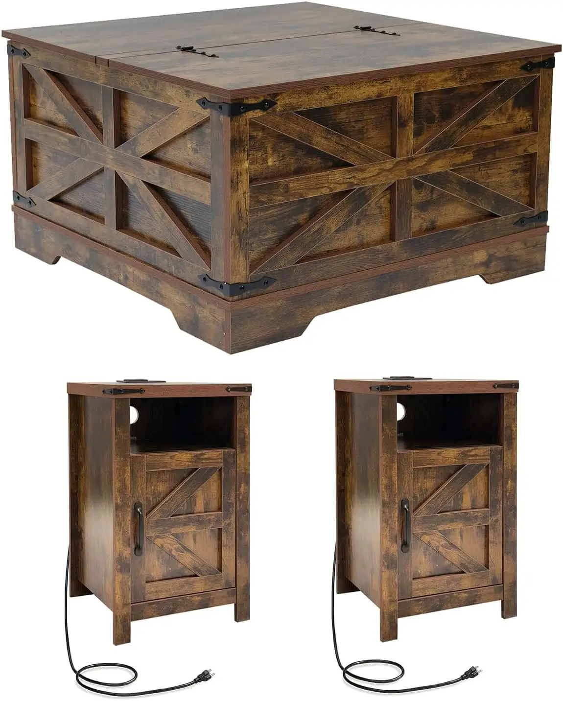 Farmhouse Coffee Table and End Table Sets of 3, 3 Piece Living Room Tables Set with Charging Station, Lift Top Coffees and 2 Nig
Farmhouse Coffee Table and End Table Sets of 3, 3 Piece Living Room Tables Set with Charging Station, Lift Top Coffees and 2 Nig