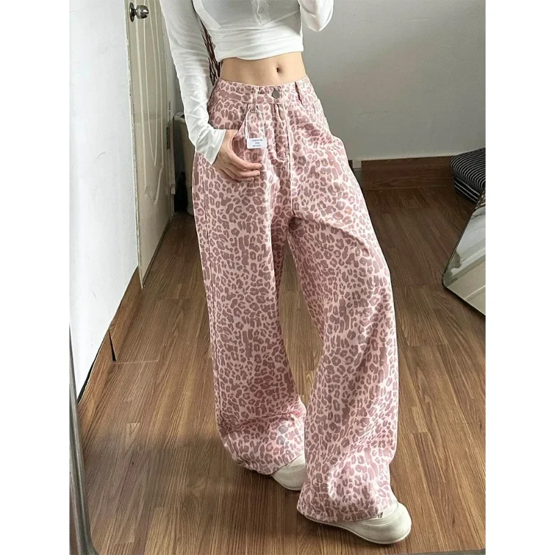 Pink Leopard Print Wide Leg Jeans Women Summer 2026 Loose Slimming Drapey Floor-Length Straight
Pink Leopard Print Wide Leg Jeans Women Summer 2026 Loose Slimming Drapey Floor-Length Straight