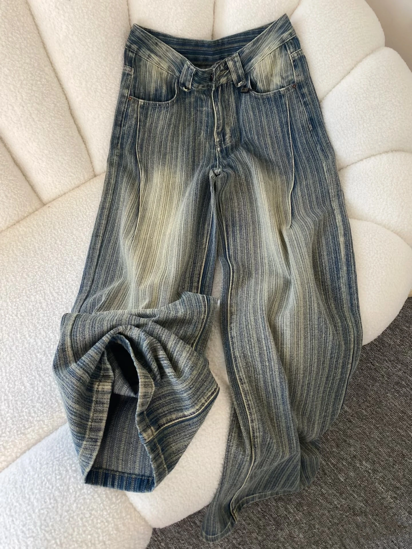 American Retro Striped Design Loose Women's Jeans High Waist Straight Leg Floor-Length Pants Casual Sle High Waist Wide Leg
American Retro Striped Design Loose Women's Jeans High Waist Straight Leg Floor-Length Pants Casual Sle High Waist Wide Leg