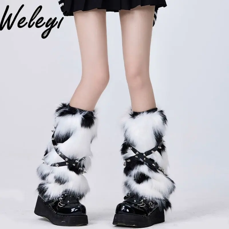 Cool Subculture Punk Y2k Stacking Sock Leg Warmers 2024 Winter Babes Riveted Straps Crossed Black and White Fluffy Socks Female
Cool Subculture Punk Y2k Stacking Sock Leg Warmers 2024 Winter Babes Riveted Straps Crossed Black and White Fluffy Socks Female