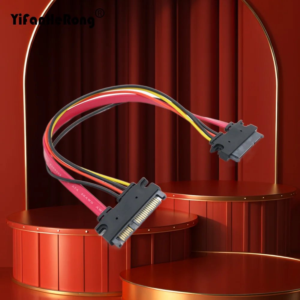 7+15 Pin Serial SATA Data Power Combo Extension Cable 1pcs Serial Power Adapter Cable ATA SATA To HDD Cable Connector Conterver