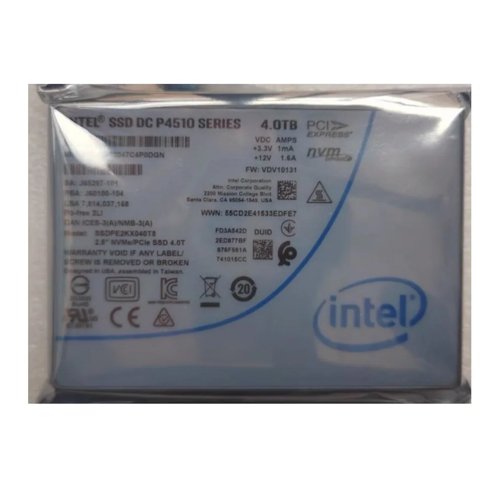 New SSD DC P4510 Series 4TB U.2 NVMe PCIe 2.5'' Solid State Drive SSDPE2KX040T8 For Server
New SSD DC P4510 Series 4TB U.2 NVMe PCIe 2.5'' Solid State Drive SSDPE2KX040T8 For Server