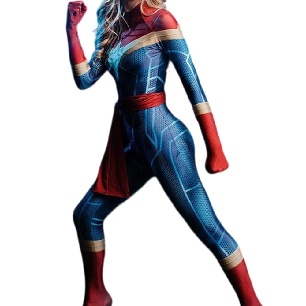 Halloween Adults Female Carol Danvers Cosplay Costume Superhero Zentai Suit Woman Bodysuit Party Jumpsuit
Halloween Adults Female Carol Danvers Cosplay Costume Superhero Zentai Suit Woman Bodysuit Party Jumpsuit