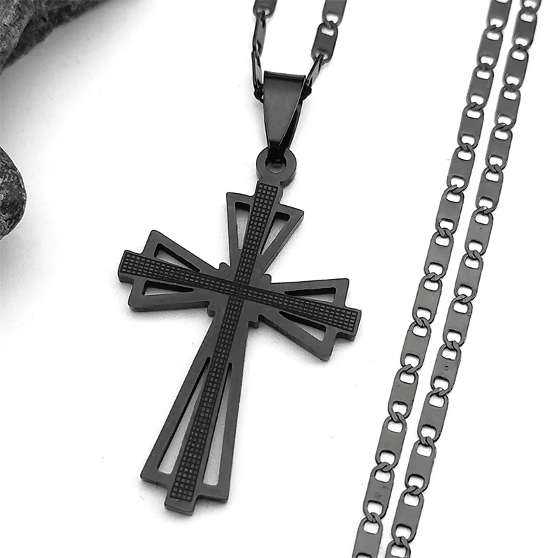 Gothic Hollow Cross Pendant Necklace Women Men Stainless Steel Black Necklaces Christian Church Baptism Cruz Jewelry Gift N6063
Gothic Hollow Cross Pendant Necklace Women Men Stainless Steel Black Necklaces Christian Church Baptism Cruz Jewelry Gift N6063