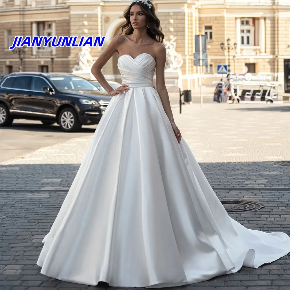 Luxury Satin Wedding Dresses for Women Strapless Korean Style Marriage Dress Weeding Shooting Dresses Floor Length Wedding Dress
Luxury Satin Wedding Dresses for Women Strapless Korean Style Marriage Dress Weeding Shooting Dresses Floor Length Wedding Dress