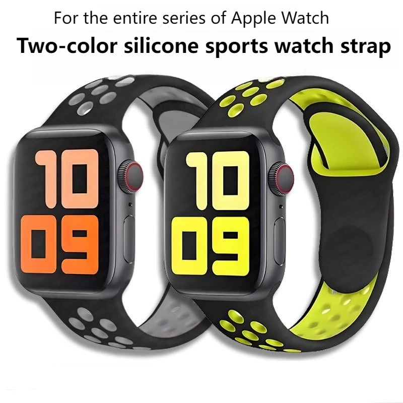 Suitable for Apple Two-color Silicone Watch Strap, Apple Watch S7/8/9 Reverse Buckle Breathable Sports Seven-color Watch Strap
Suitable for Apple Two-color Silicone Watch Strap, Apple Watch S7/8/9 Reverse Buckle Breathable Sports Seven-color Watch Strap