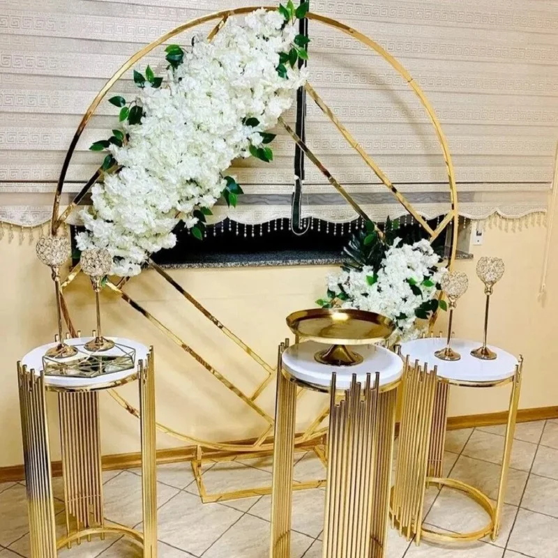 Gold-Plated Round Grid Background Frame Coin Arch Wedding Props Shelf Geometric Screen Flower Stand Party Marriage Stage Decor
Gold-Plated Round Grid Background Frame Coin Arch Wedding Props Shelf Geometric Screen Flower Stand Party Marriage Stage Decor