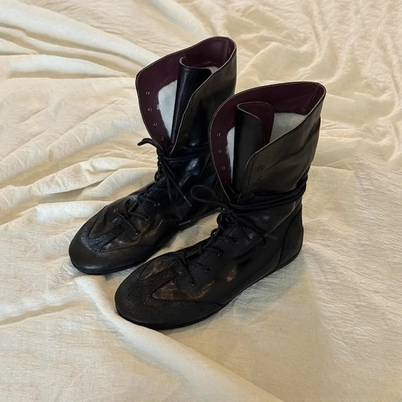 New Women's Shoes Retro Luxury Genuine Leather Motorcycle Boots for Woman Fashion Lace Mid Calf Boots Designer Shoes Botas Mujer
New Women's Shoes Retro Luxury Genuine Leather Motorcycle Boots for Woman Fashion Lace Mid Calf Boots Designer Shoes Botas Mujer