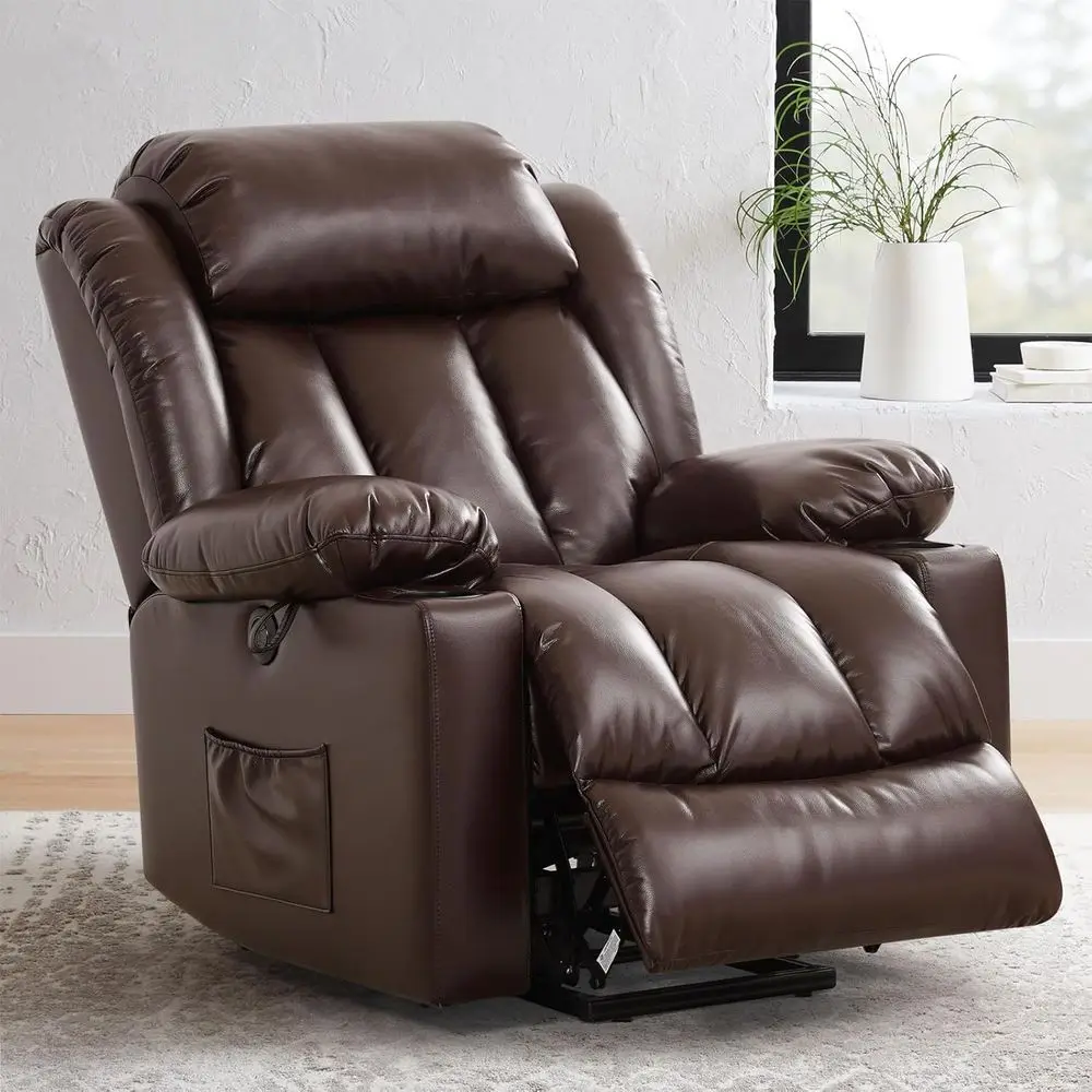 Elderly-Friendly Breathable Leather Power Recliner with Massage, Heating, USB & Cup Holders, Easy Assembly, Brown
Elderly-Friendly Breathable Leather Power Recliner with Massage, Heating, USB & Cup Holders, Easy Assembly, Brown