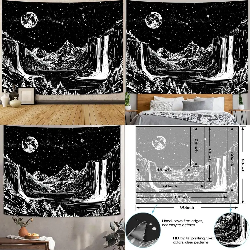 Starry Night Celestial Mountain Tapestry - 70x90 Black & White Decor for Bedrooms & Living Rooms
Starry Night Celestial Mountain Tapestry - 70x90 Black & White Decor for Bedrooms & Living Rooms