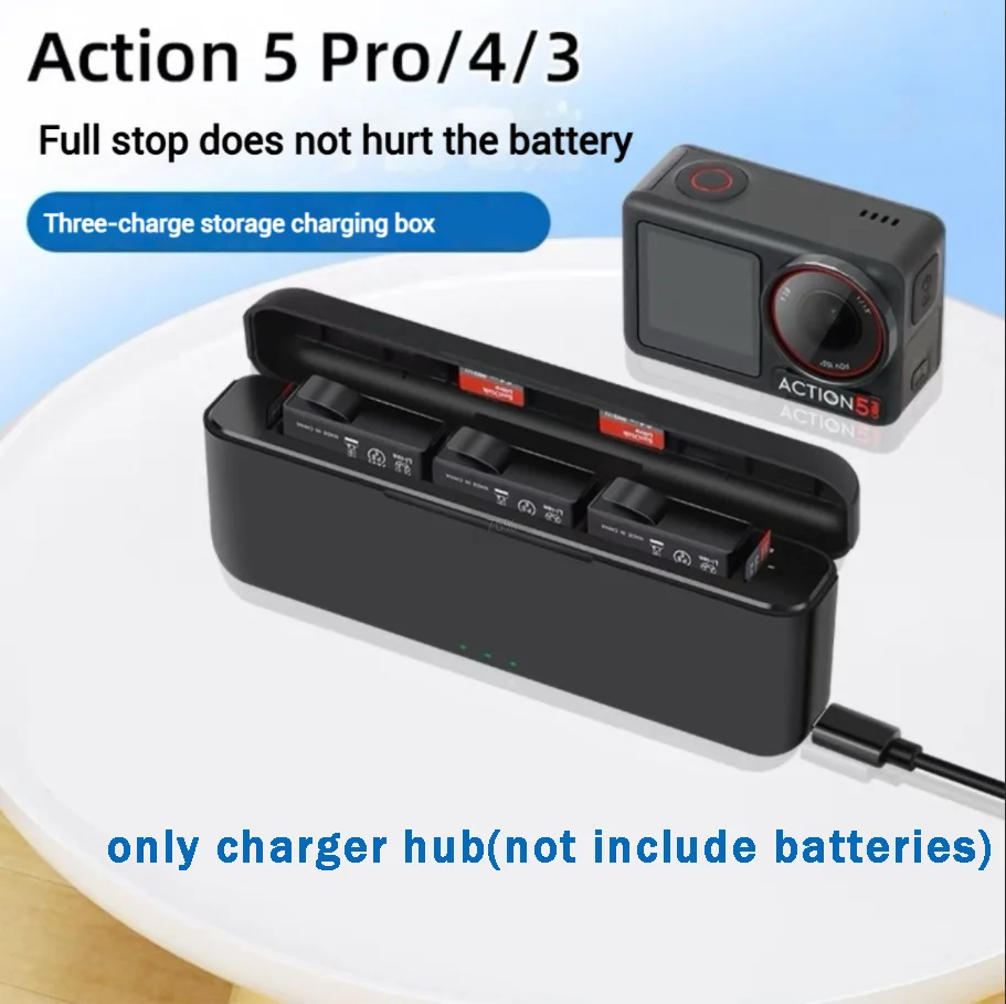For DJI Osmo Action 5 Pro 3-Slot Charger hub box For DJI OSMO Action 5 Pro Action 4 Action 3 Sports Camera Accessories
For DJI Osmo Action 5 Pro 3-Slot Charger hub box For DJI OSMO Action 5 Pro Action 4 Action 3 Sports Camera Accessories