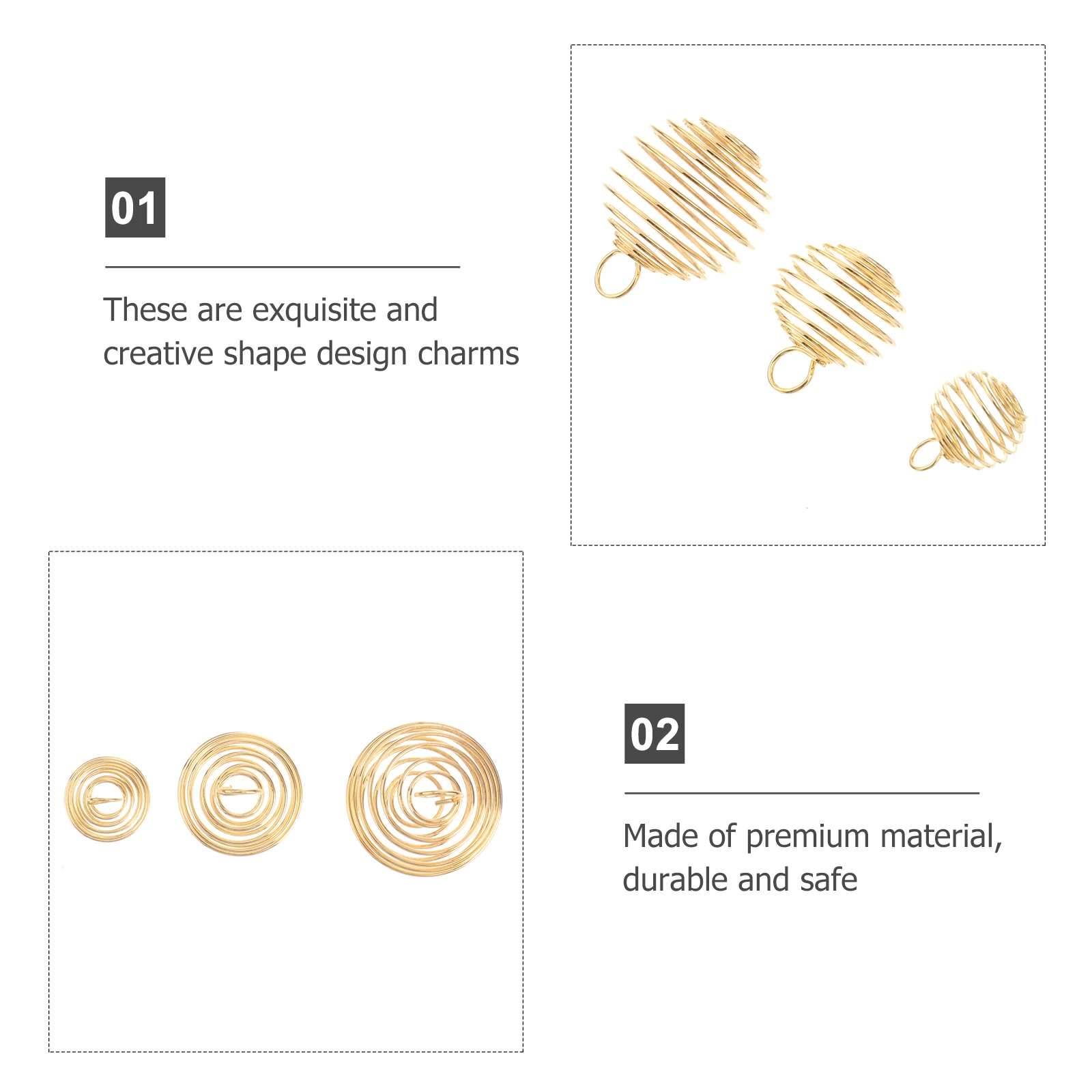 30 Pcs Vintage Spiral Bead Cage Pendant Mother Jewelry Golden Pendants Mini Sphere Cages
30 Pcs Vintage Spiral Bead Cage Pendant Mother Jewelry Golden Pendants Mini Sphere Cages
