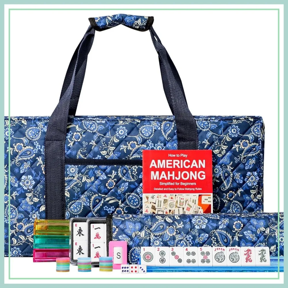American Mahjong Set with Blue Carrying Bag, 166 Tiles, 4 All-in-One Rack/Pushers
American Mahjong Set with Blue Carrying Bag, 166 Tiles, 4 All-in-One Rack/Pushers