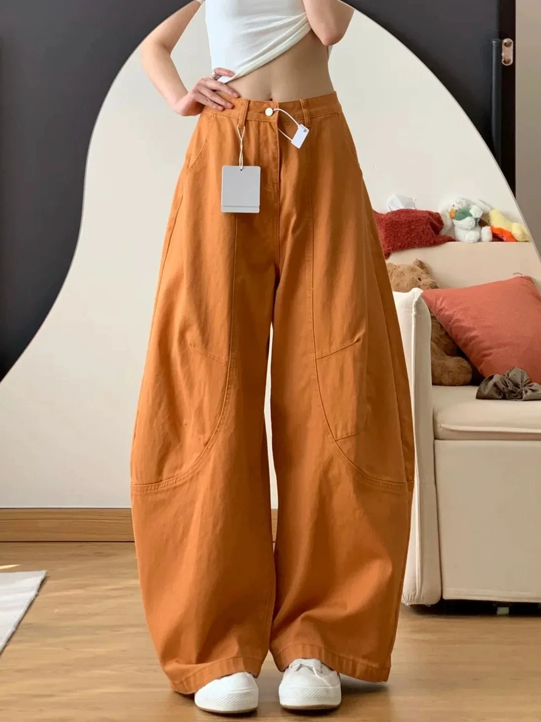Dopamine Orange Wide Leg Jeans Women's Loose Fit Workwear Denim Pants High Waist Straight Color Spring Summer Commute
Dopamine Orange Wide Leg Jeans Women's Loose Fit Workwear Denim Pants High Waist Straight Color Spring Summer Commute