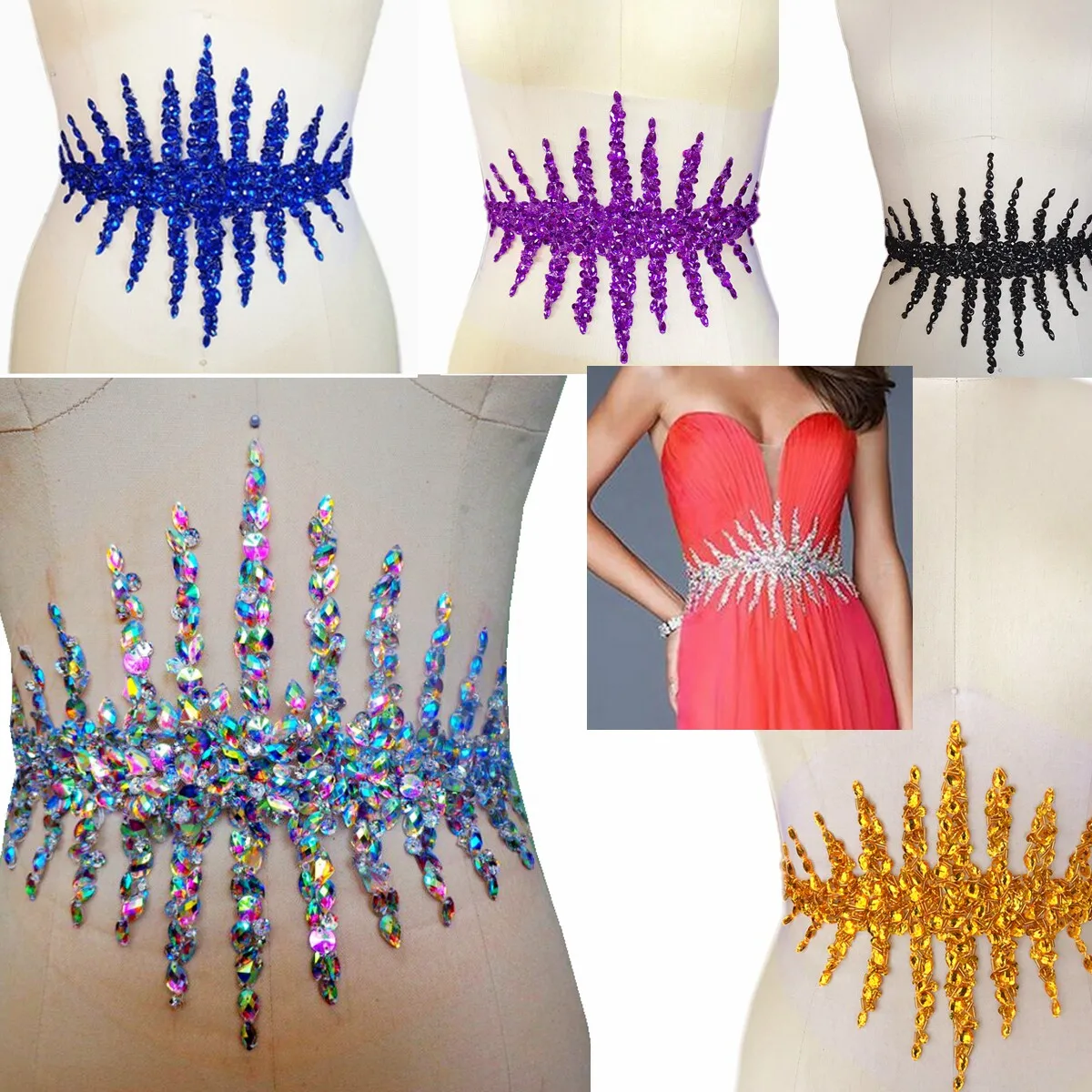 6 Color Hand-Beaded Striped Crystal Applique Fabric Sequin Embellishment Evening Gown Waist Bridal Dress Decoration Accessories
6 Color Hand-Beaded Striped Crystal Applique Fabric Sequin Embellishment Evening Gown Waist Bridal Dress Decoration Accessories