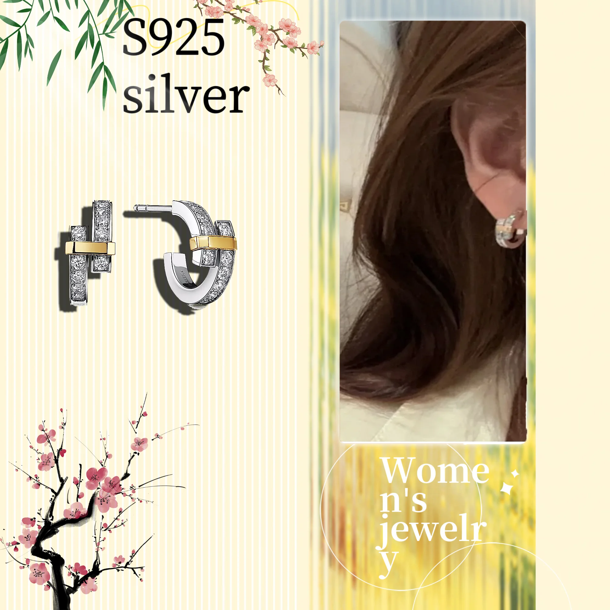 Solid silver S925 women's jewelry with double ring crossed earrings, gift giving for marriage proposal occasions
Solid silver S925 women's jewelry with double ring crossed earrings, gift giving for marriage proposal occasions