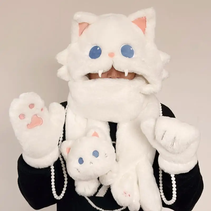 Lovely Plush Headgear Faux Fur Thickened Hats Scarf Integrated Woman Lolita Cat Caps Ear Protection Hat Outdoor Windproof Gorros
Lovely Plush Headgear Faux Fur Thickened Hats Scarf Integrated Woman Lolita Cat Caps Ear Protection Hat Outdoor Windproof Gorros