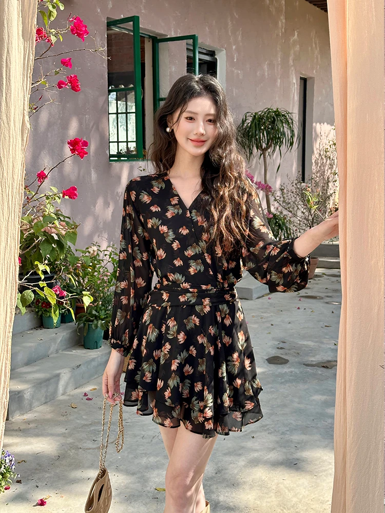Coigarsam Women's Black Chiffon Dress - Elegant Floral Print Fashion Dresses For Ladies
Coigarsam Women's Black Chiffon Dress - Elegant Floral Print Fashion Dresses For Ladies