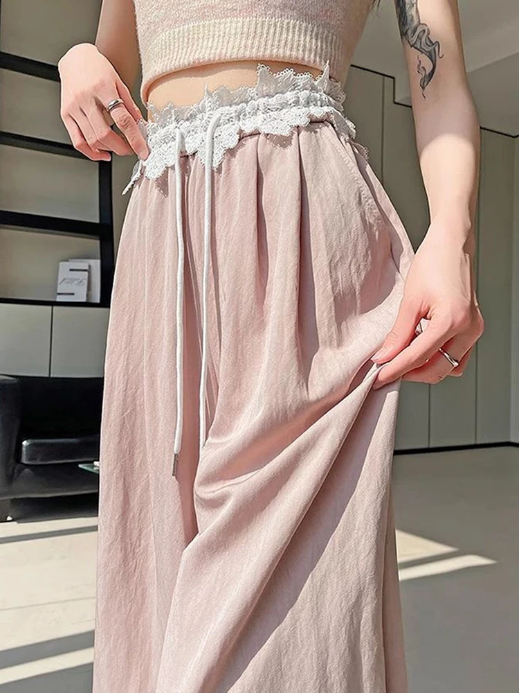 New Spring And Summer Thin-Style Lace Design Narrow-Wide-Leg Straight-Leg Pants high waist and drooping feeling lazy pants
New Spring And Summer Thin-Style Lace Design Narrow-Wide-Leg Straight-Leg Pants high waist and drooping feeling lazy pants