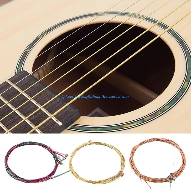 6 Pcs Folk Guitar Steel String Acoustic Guitar Strings for 6 String Classical Guitars Accessories Powerful and Durable