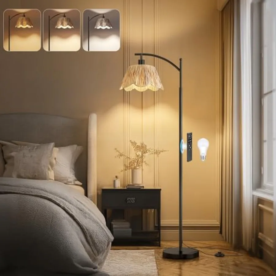 Arc Floor Lamp for Living Room with 3 Color Temperatures, Rattan Boho Floor Lamp with Hand-Woven Wicker Shade, Farmhouse Floor
Arc Floor Lamp for Living Room with 3 Color Temperatures, Rattan Boho Floor Lamp with Hand-Woven Wicker Shade, Farmhouse Floor