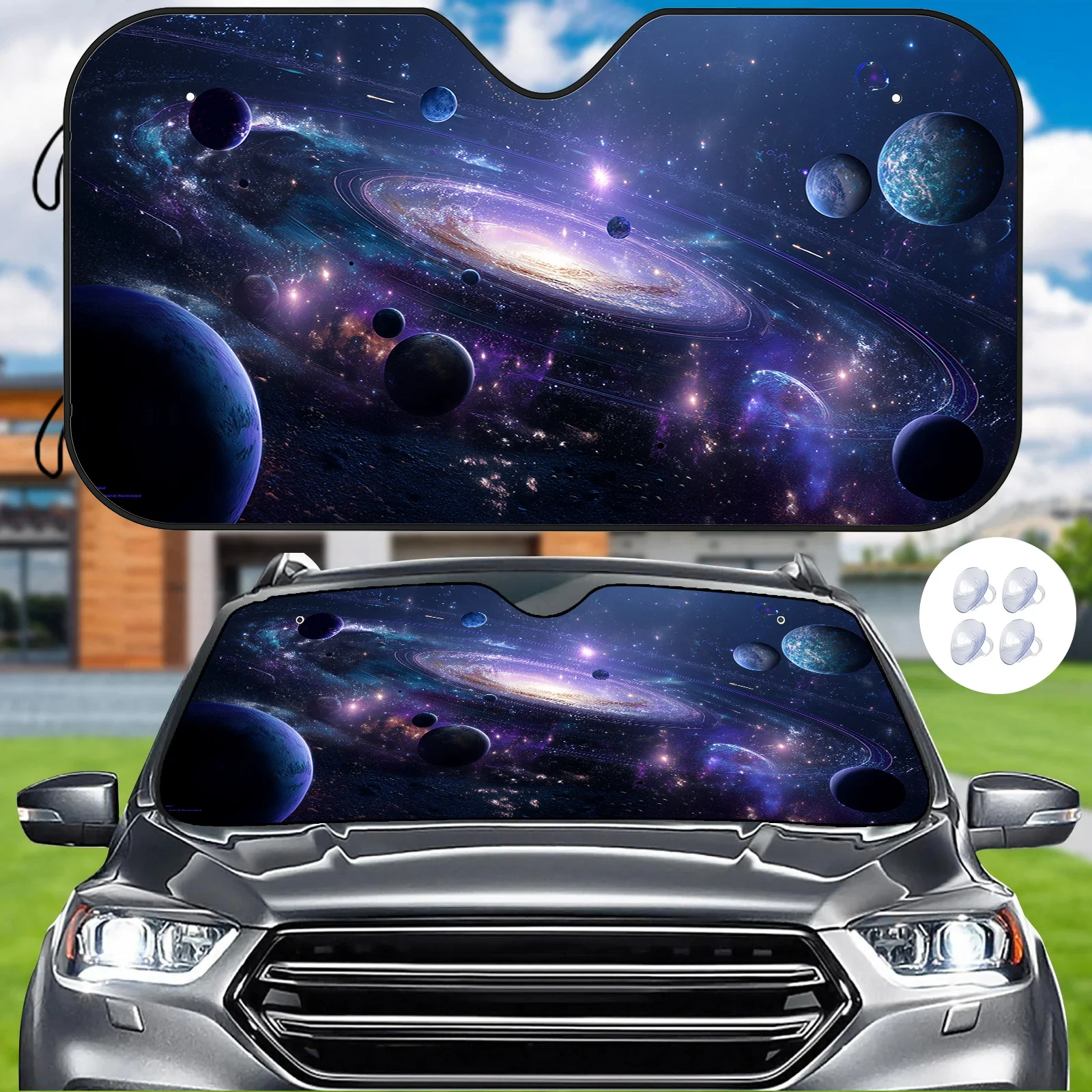 Galaxy Planet Sunshade Windshield Cover - Heat Insulation & Sun Protection Car Accessory With Suction Cups, Vibrant Cosmic Desig
Galaxy Planet Sunshade Windshield Cover - Heat Insulation & Sun Protection Car Accessory With Suction Cups, Vibrant Cosmic Desig