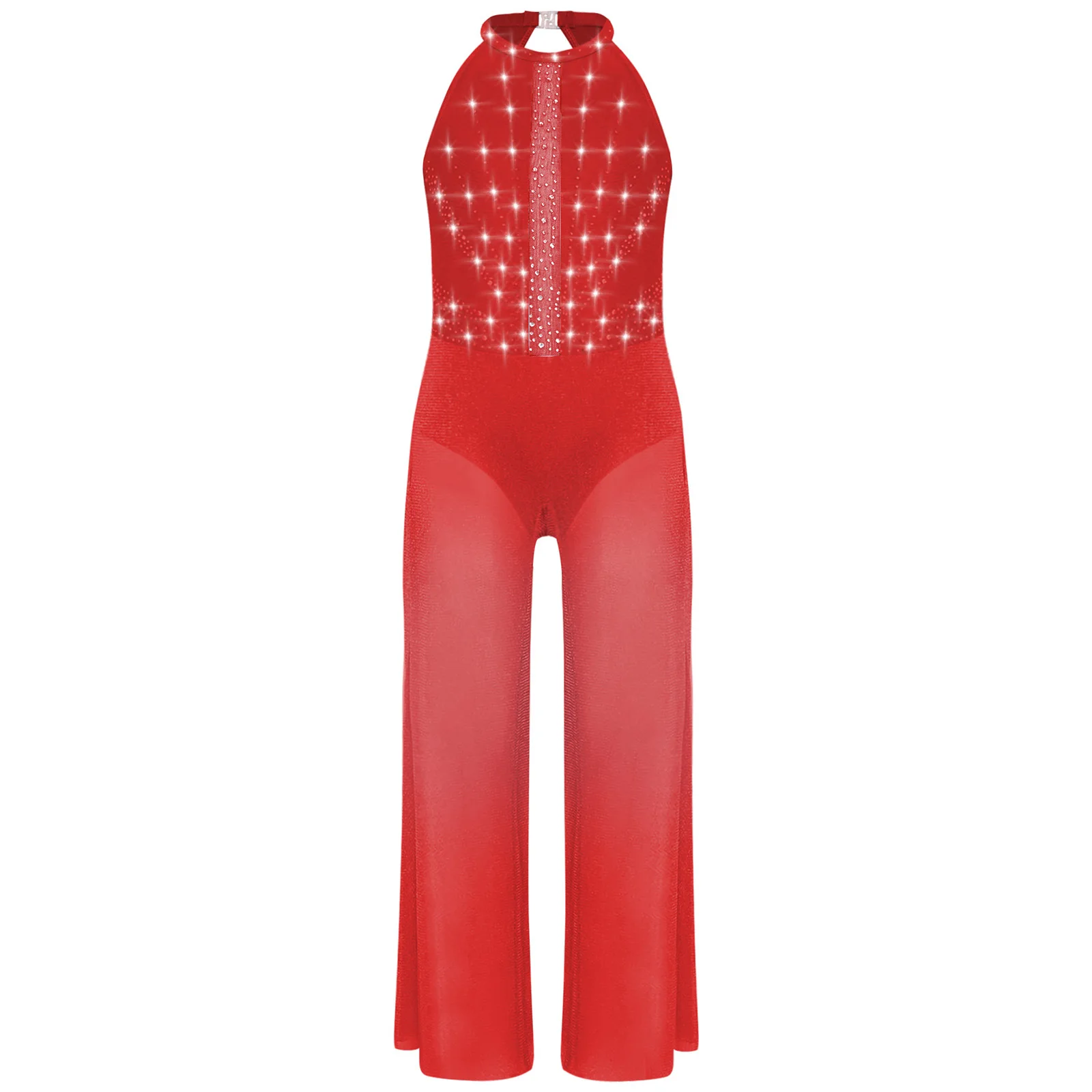 Kids Girls Rhinestones Gymnastics Figure Skating Bodysuit Costume Wide-Leg Ballet Dancewear Unitards Jumpsuit Built-in Briefs
Kids Girls Rhinestones Gymnastics Figure Skating Bodysuit Costume Wide-Leg Ballet Dancewear Unitards Jumpsuit Built-in Briefs