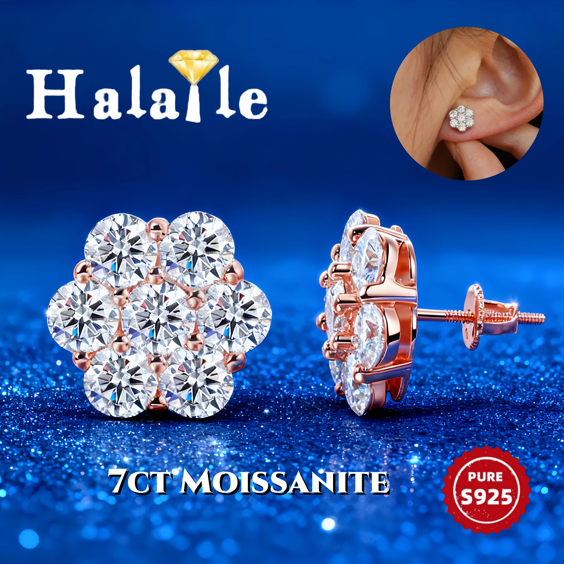 Halaile 7CT Moissanite Flower Screw Earrings S925 Sterling Silver for Women Men Luxury Fine Jewelry Sparkling Gift
Halaile 7CT Moissanite Flower Screw Earrings S925 Sterling Silver for Women Men Luxury Fine Jewelry Sparkling Gift