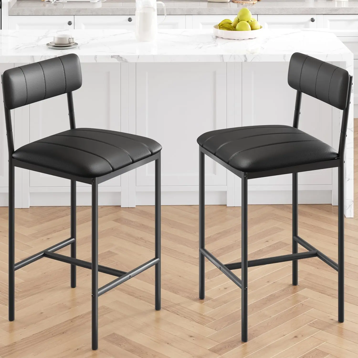 Home Bar Stools Set of 2, Upholstered Counter Height Bar Stools with Backrest and Footrest, Kitchen Barstools for Island, Cou
Home Bar Stools Set of 2, Upholstered Counter Height Bar Stools with Backrest and Footrest, Kitchen Barstools for Island, Cou