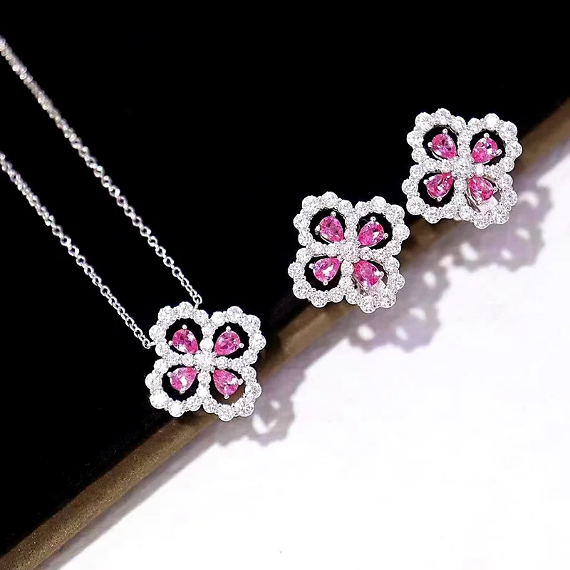 ZOCA Luxury Craft Four Leaf Grass Quality Zircon Flower Jewelry Set 925 Sterling Silver Earrings Necklace Jewelry Design Women
ZOCA Luxury Craft Four Leaf Grass Quality Zircon Flower Jewelry Set 925 Sterling Silver Earrings Necklace Jewelry Design Women