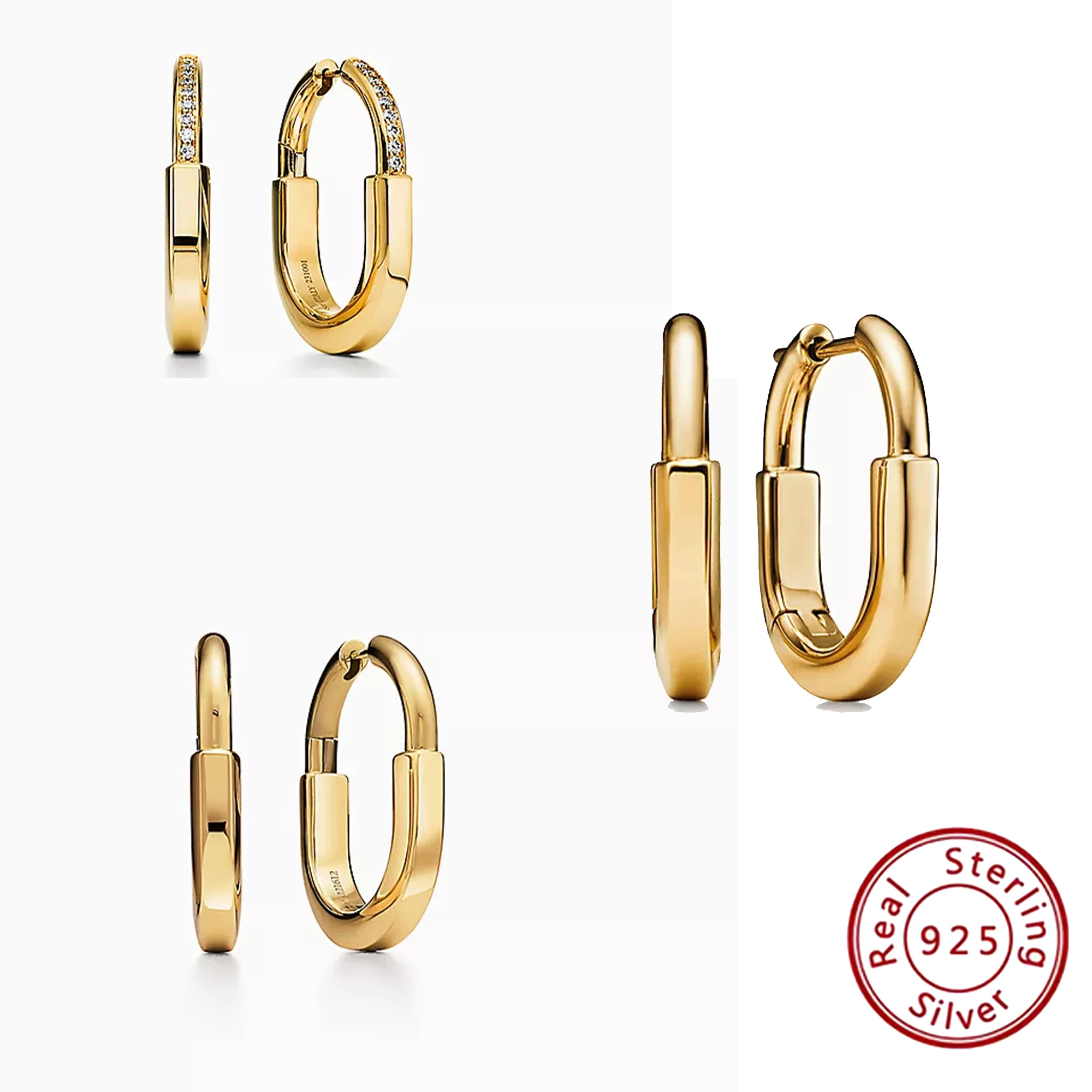 Pure silver s925 lock gold earrings with a creative and classic design, paired with versatile and fashionable women's accessorie
Pure silver s925 lock gold earrings with a creative and classic design, paired with versatile and fashionable women's accessorie