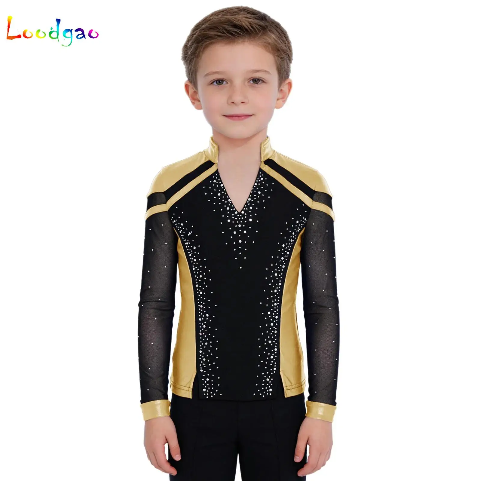 Kids Boys Girls Figure Ice Skating Tops V-Neck Long Sleeve Ballet Training Shiny Rhinestones Competition Performance Costume
Kids Boys Girls Figure Ice Skating Tops V-Neck Long Sleeve Ballet Training Shiny Rhinestones Competition Performance Costume