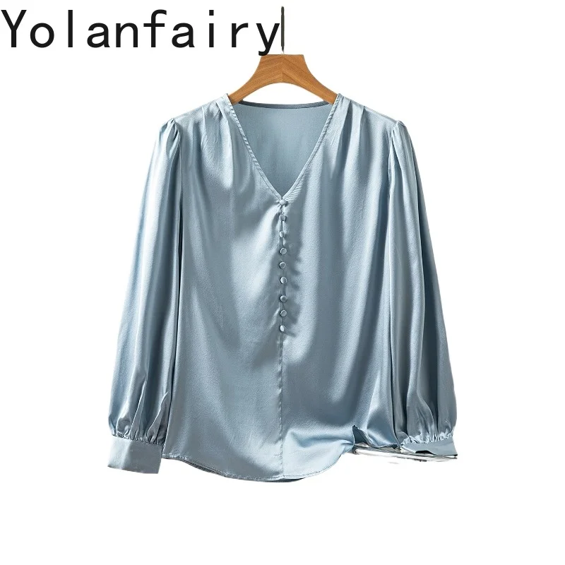 YOLANFAIRY 93% Real Mulberry Silk Blouse for Woman Elegant V-neck Long Sleeve Shirt OL Womens Top 2026 Shirts and Blouses New
YOLANFAIRY 93% Real Mulberry Silk Blouse for Woman Elegant V-neck Long Sleeve Shirt OL Womens Top 2026 Shirts and Blouses New