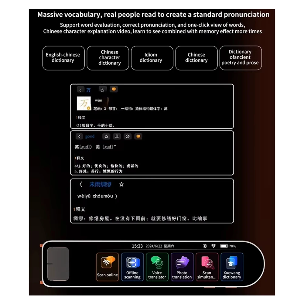 ABXHA A29S 142 Languages Voice Scan Translator Pen Real Time Language Translator Dictionary Translation Business Abroad B
ABXHA A29S 142 Languages Voice Scan Translator Pen Real Time Language Translator Dictionary Translation Business Abroad B