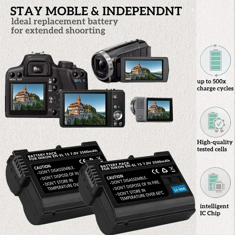 1-5Pack of EN-EL15 7.0V 3500mAh Batteries for Nikon D850,D7500,1 V1,D500,D600,D610,D750,D800,D810,D810A,D7000 Digital SLR Camera
1-5Pack of EN-EL15 7.0V 3500mAh Batteries for Nikon D850,D7500,1 V1,D500,D600,D610,D750,D800,D810,D810A,D7000 Digital SLR Camera