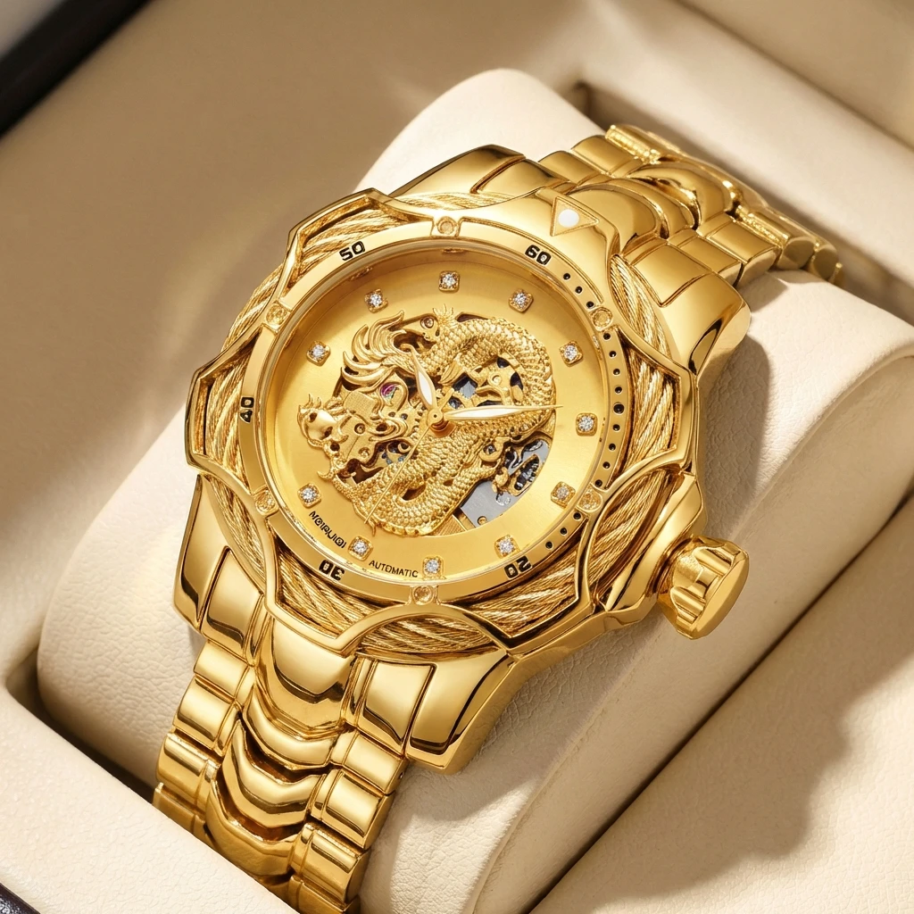1pcs Men's Gold Dragon Alloy Band Luxury Business Mechanical Watch for Party Holiday Gift
1pcs Men's Gold Dragon Alloy Band Luxury Business Mechanical Watch for Party Holiday Gift